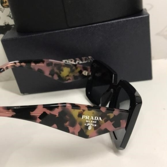 New Authentic Prada SPR23Y Symbole Square Sunglasses – Black & Pink - Picture 14 of 14